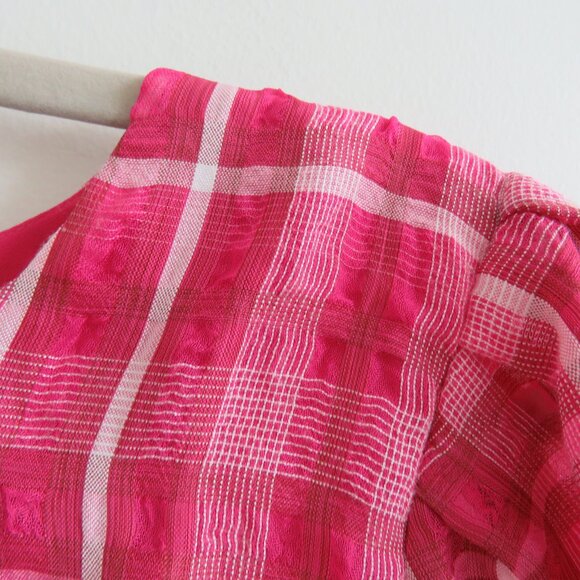 MADEWELL Plaid Puff Sleeve Top in Azalea Plaid Boho Preppy - Size M - Picture 6 of 15